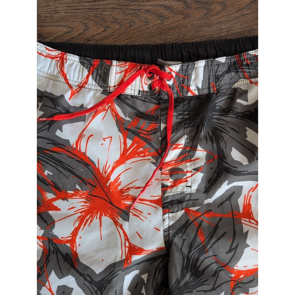 Nike Swim Mens Board Shorts Floral Tropical Print Orange Grey White Size Medium - Picture 3 of 14